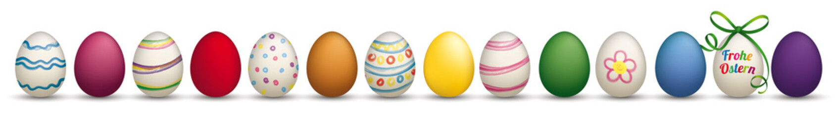 Frohe Ostern, Banner mit bunten Ostereiern