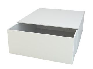 Empty open box isolated on white background. 3d rendering