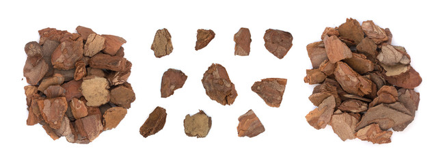 Heap Of Pine Tree Bark Chip Isolated