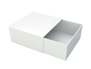 Empty open box isolated on white background. 3d rendering