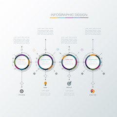 Vector infographic template with 3D paper label, integrated circles. Business concept with options. For content, diagram, flow chart, steps, parts, timeline infographics, work flow, process