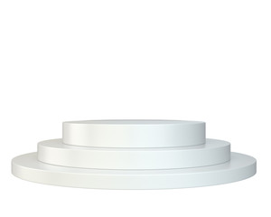 White round podium. Pedestal scene. 3D rendering isolated