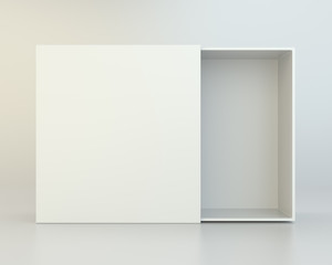 Blank open box on gray background. 3d rendering