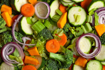 Close-up of sliced raw vegetables