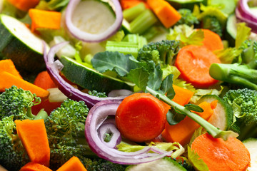 Close-up of sliced raw vegetables