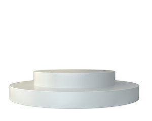 White round podium. Pedestal scene. 3D rendering isolated