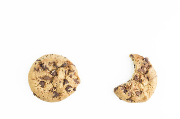 Home Baked Chocolate Chip Cookies On White Background Closeup