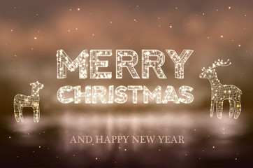 Beautiful Christmas bokeh background with lighten reindeer © lantica