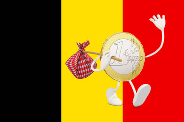 Euro coin leaving Belgium, 3d rendering