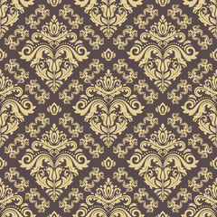 Damask vector classic golden pattern. Seamless abstract background with repeating elements. Orient background