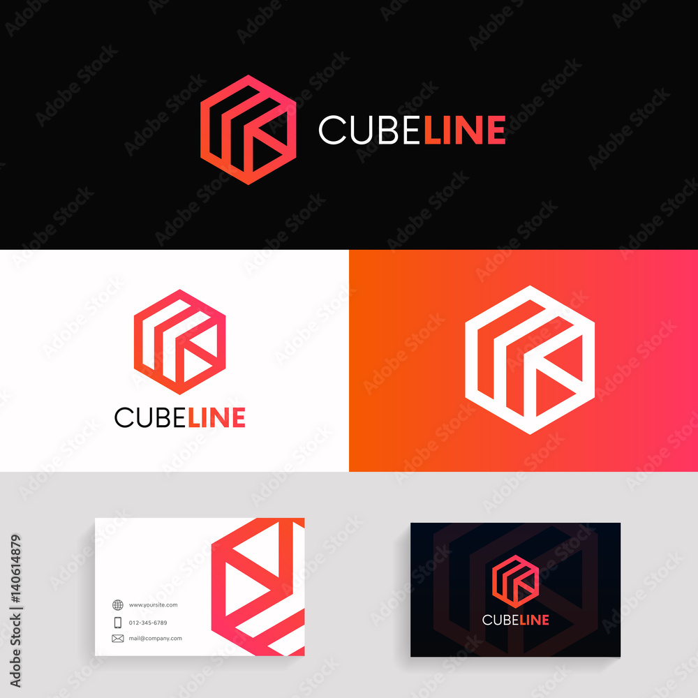 Aufkleber abstract cube logo icon. modern hexagon concept vector design.
