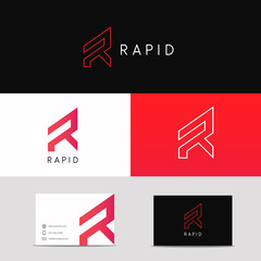 Letter R logo minimalistic sign. Company brand business card sign.