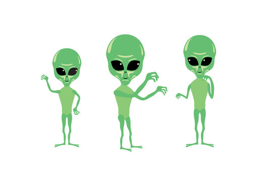 Alien cartoon character. Alien vector. Group of aliens