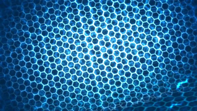 Honeycomb pattern with lighting effect over the dark background 4K 3840 x 2160