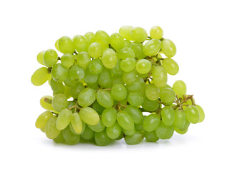 Ripe green grapes isolated on a white background.
