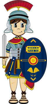 Cute Cartoon Roman Centurion Soldier