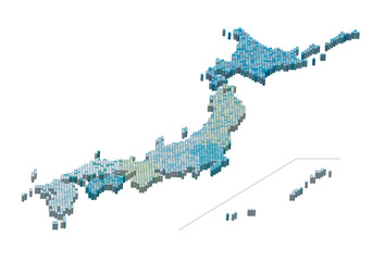 日本地図　立体