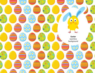 Easter decorated eggs seamless vector pattern