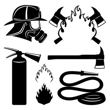 Firefighters icons set.