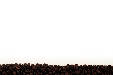 Dark roasted coffee beans border