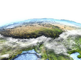 Eastern China on Earth - visible ocean floor