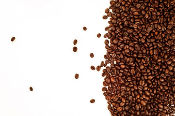 Dark roasted coffee beans border
