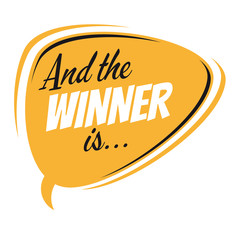 and the winner is retro speech bubble