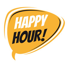happy hour retro speech bubble