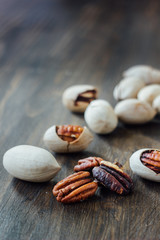 Pecan nuts on table