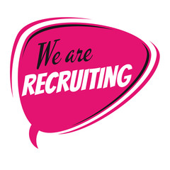 we are recruiting retro speech bubble