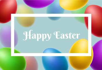 Easter frame with colorful egg background for greeting card and invitation