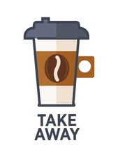 Coffee drink cup vector flat icon for takeaway cafe menu