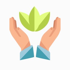 Hands and leaf template icon for charity