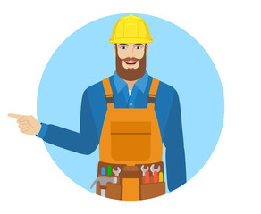 Worker showing somewhere