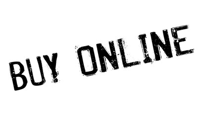 Buy Online rubber stamp. Grunge design with dust scratches. Effects can be easily removed for a clean, crisp look. Color is easily changed.