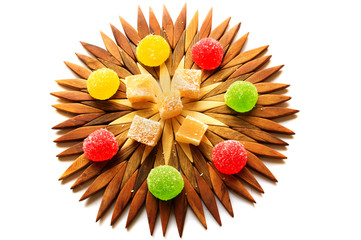 Sweets on a wooden base