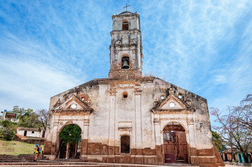 Fototapeta na wymiar Trinidad, Cuba -March 8,2016: A vintage image of Saint Anne Church, Trinidad, Cuba.
