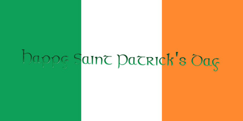 St. Patrick's Day. Flag Of Ireland With Clover Leaves 3D illustration