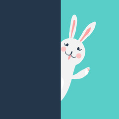 White easter rabbit. Modern Bunny with place for your greeting.