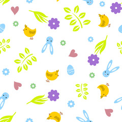 Easter seamless pattern retro vintage design party holiday celebration wallpaper and greeting colorful fabric textile with chick vector illustration.