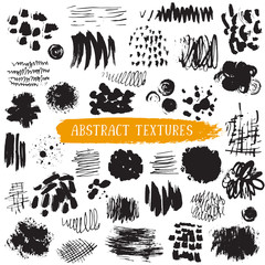 Vector collection of black ink abstract textures.