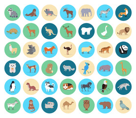Domestic and Wild Animal in Circles Collection