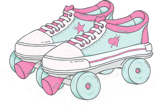 Quad roller skates on white background