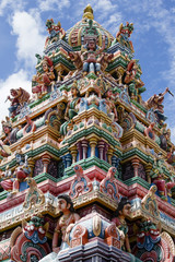 Obraz na płótnie Canvas Detail of tamil temple in Island Mauritius