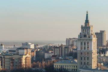 Fototapeta na wymiar South-Eastern Railway administration building in Voronezh, symbol of city