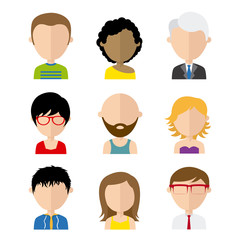 Set of avatar icons. Women and men with different ages and styles