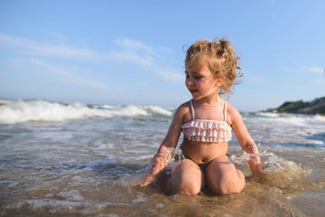Girl in Sea Waves