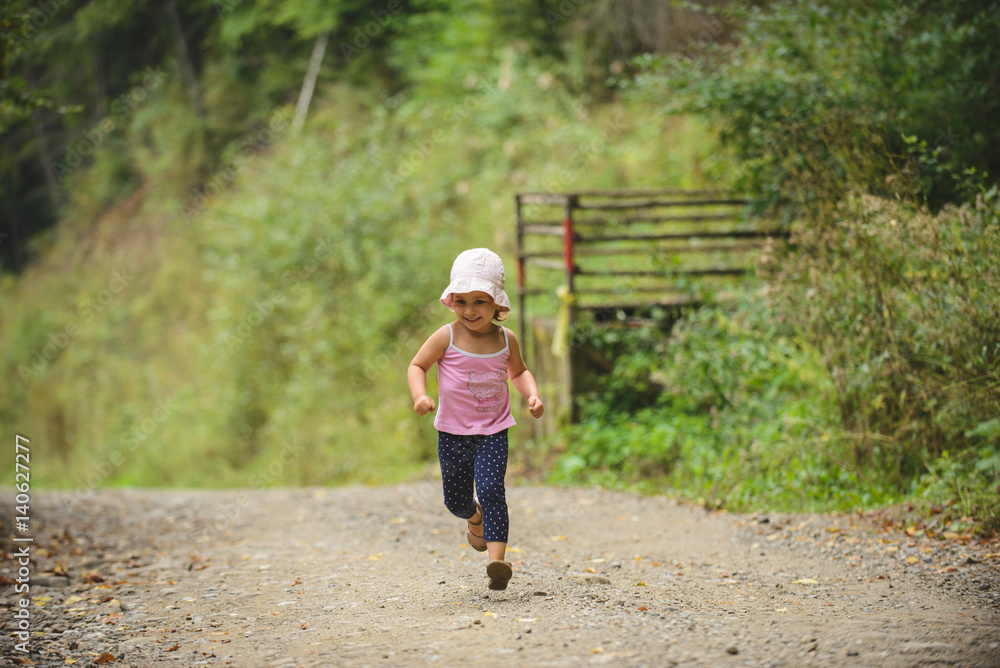 Sticker Running Girl on Road