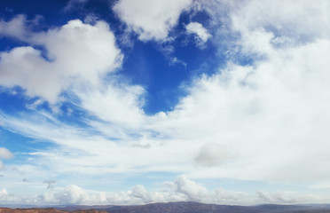 Many cumulonimbus cloud before raining with blue sky