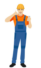 Builder showing us a call me sign
